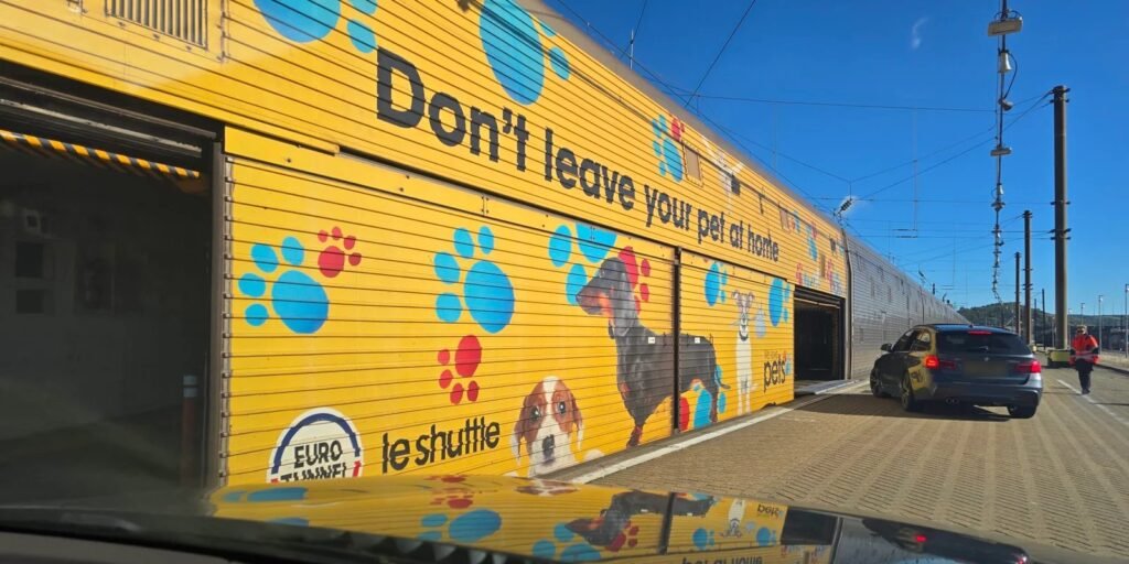 Pet Traveller car boarding a Eurotunnel LeShuttle carriage at Folkestone